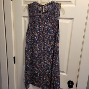 Massini Floral Print Midi Dress in Blue and Orange